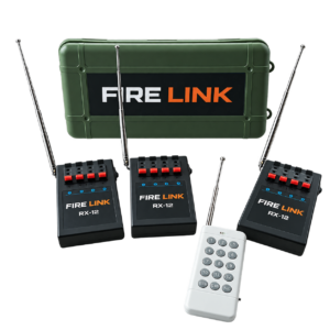 Sistema Firelink RX-12 com três recetores, comando e estojo